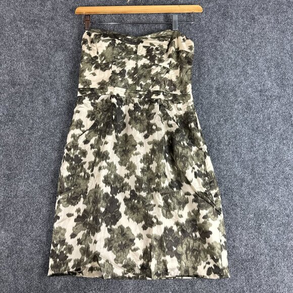 J Crew Dress Womens 4 Silk Ikat Print Bustier Strapless Boned Zip Lined - Picture 1 of 8